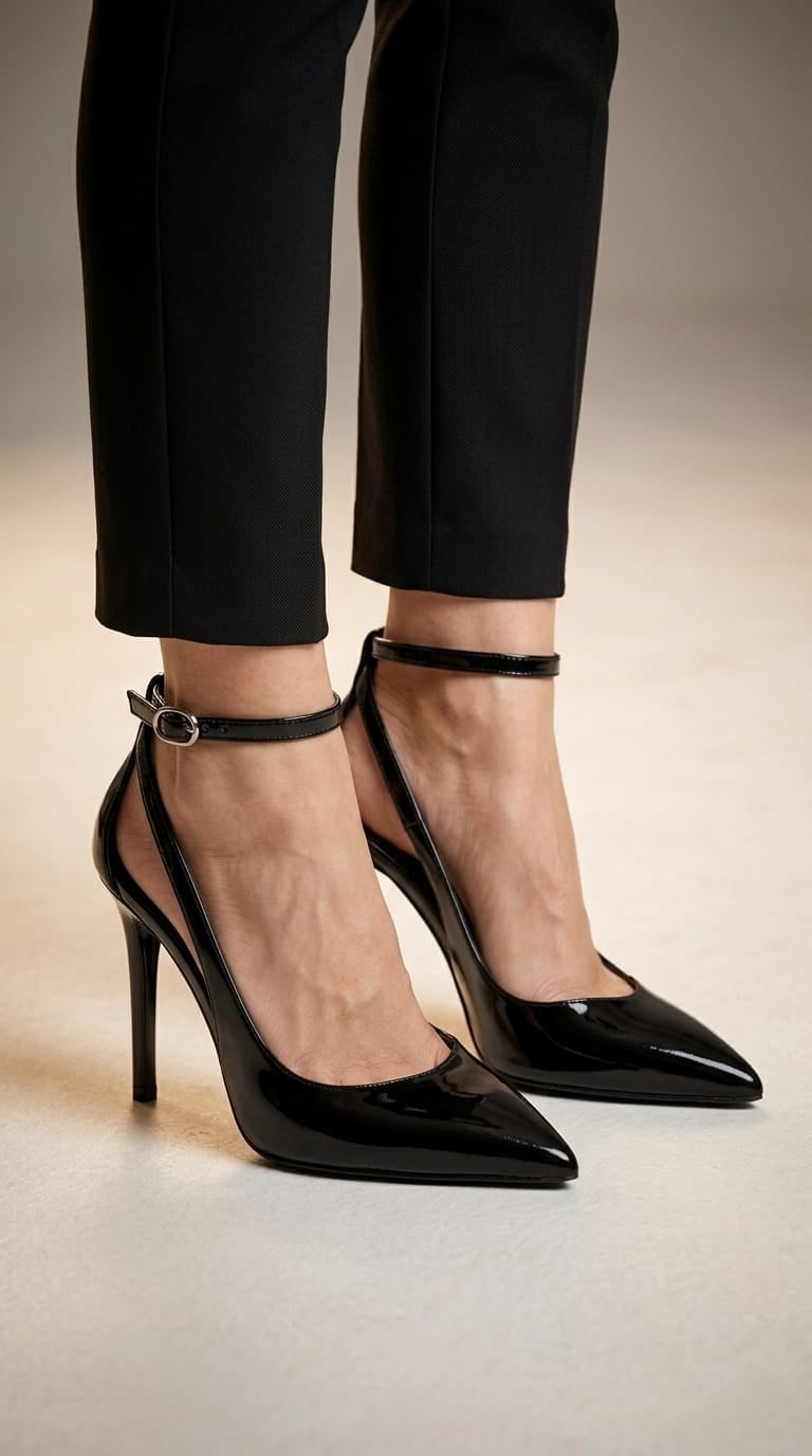 Luvestashoes Siyah Bilekten Tokalı İnce Topuk Stiletto