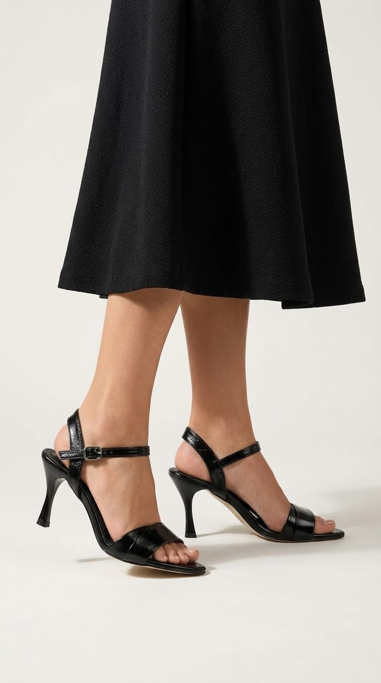 Luvestashoes Siyah Bilekten Tokalı İnce Topuk Stiletto