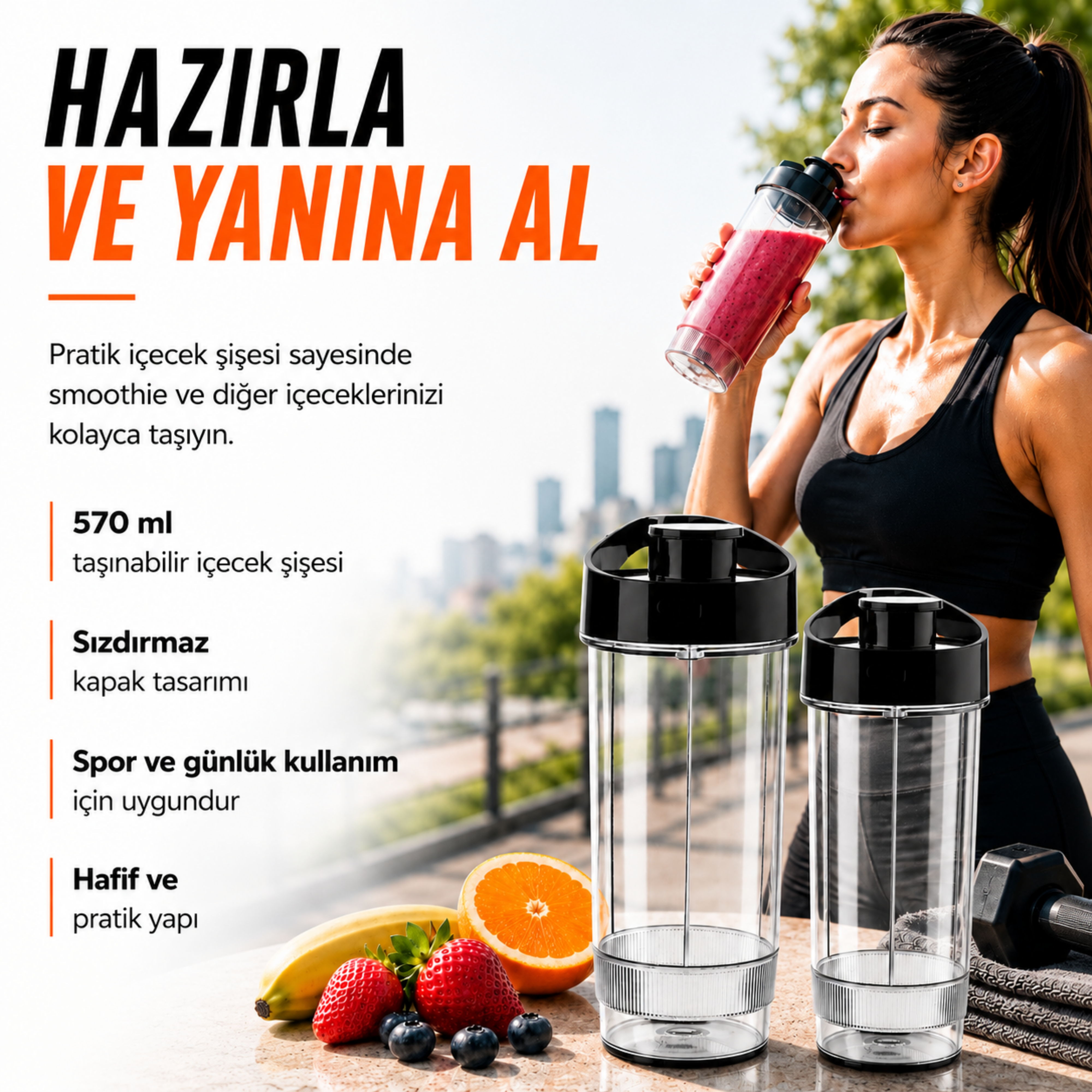 NUTRISHAKE  FIT  3 In 1 Kişisel Smoothie Blender Ve Kahve Baharat Öğütücü Buz Kırma  600w