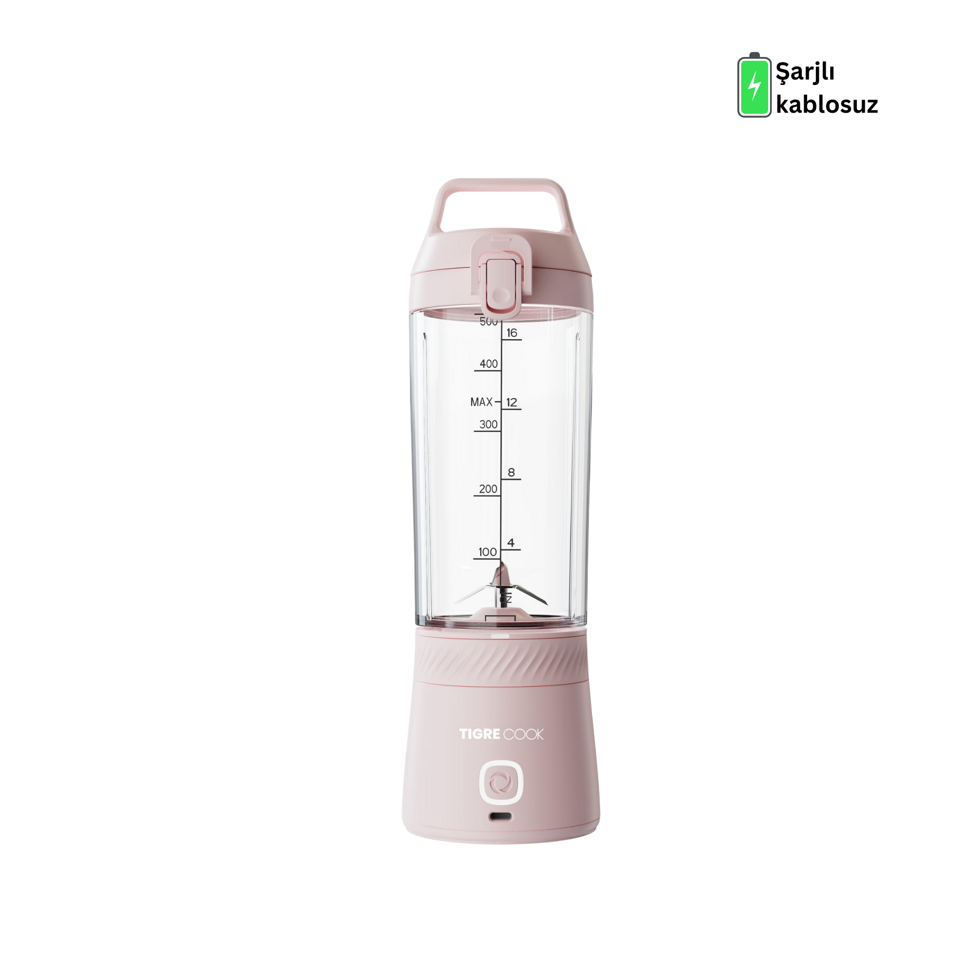 TIGRECOOK Blender Kişisel Taşınabilir Kablosuz Mikser ve Smoothie Makinesi, Güçlü, Şarj Edilebilir, PEPME