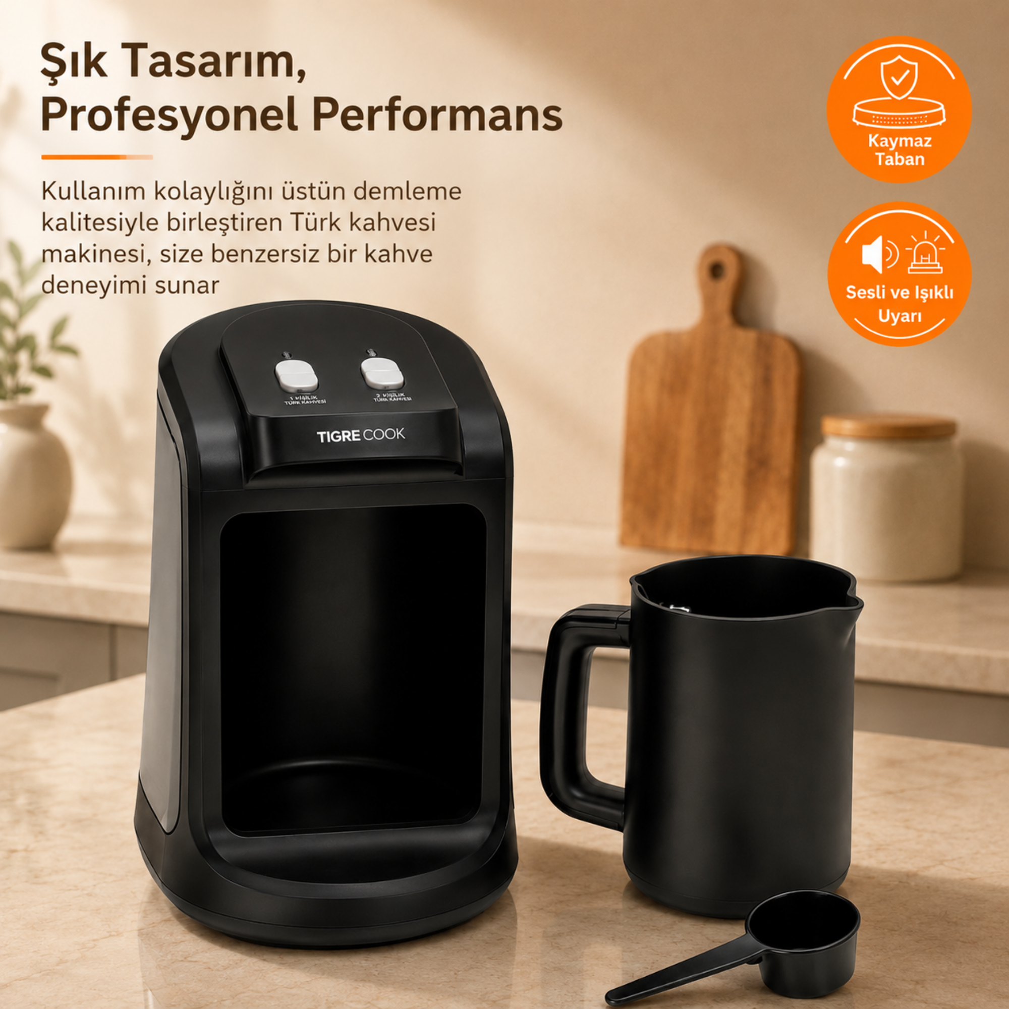 TIGRECOOK Közde Türk Kahvesi ve Türk Kahve Makinesi  4 Fincan Kapasiteli Bol Köpüklü