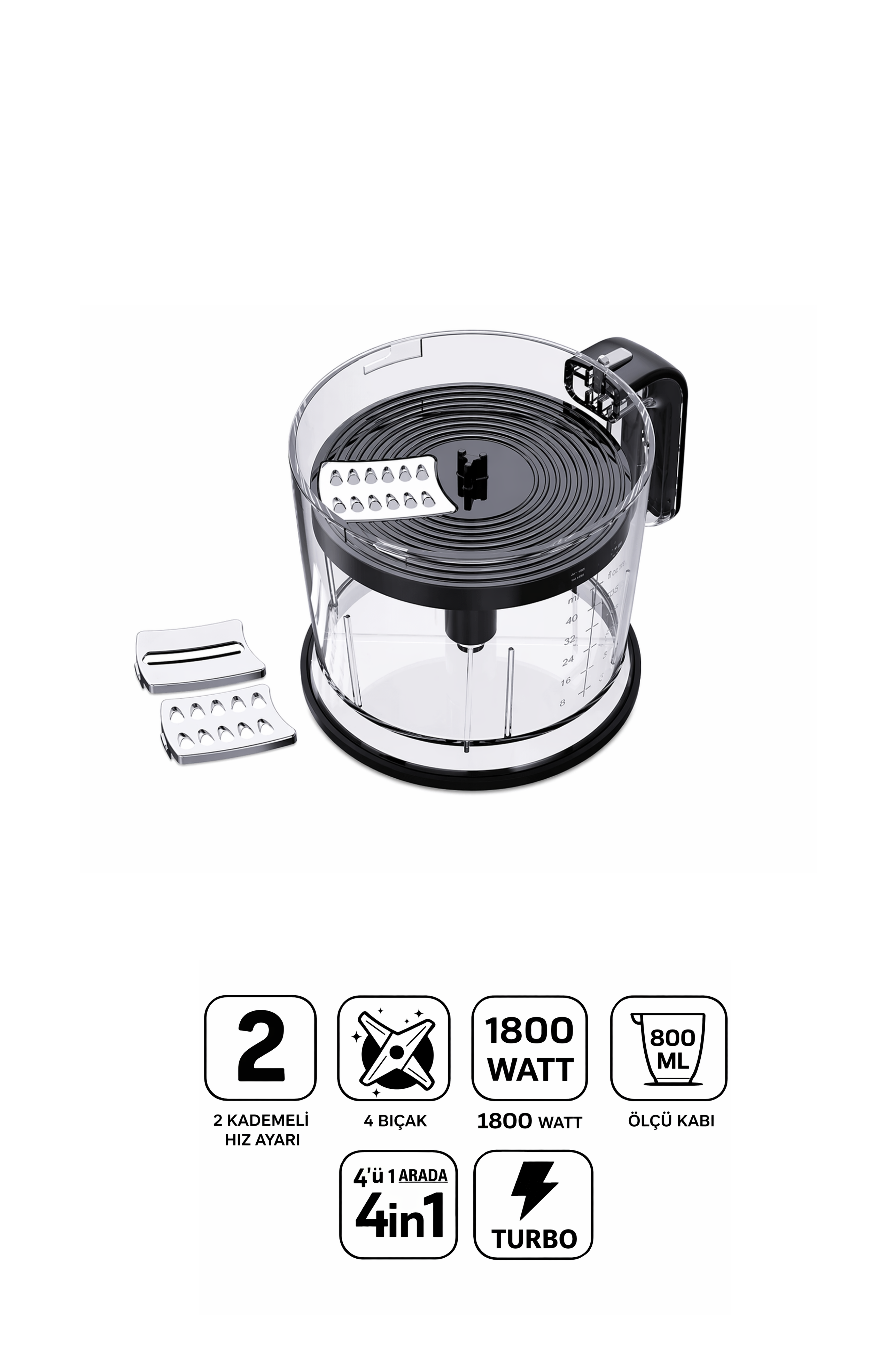 TIGRECOOK Mutfak Robotu – El Blenderı, Doğrayıcı, Rende ve Çırpıcı Seti 1800W