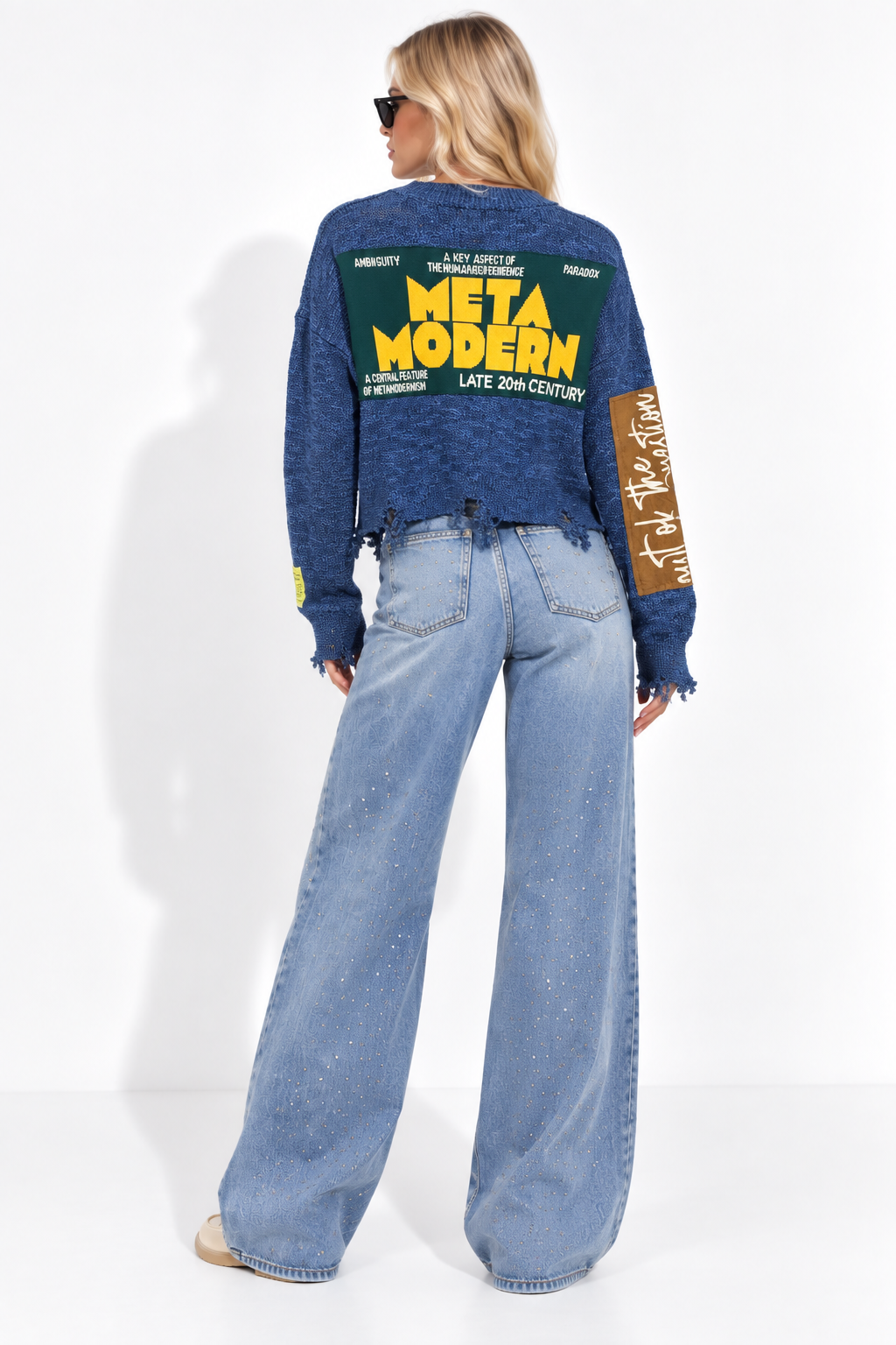 Orijinal Marka Patch Detaylı Tasarım Triko – Mavi