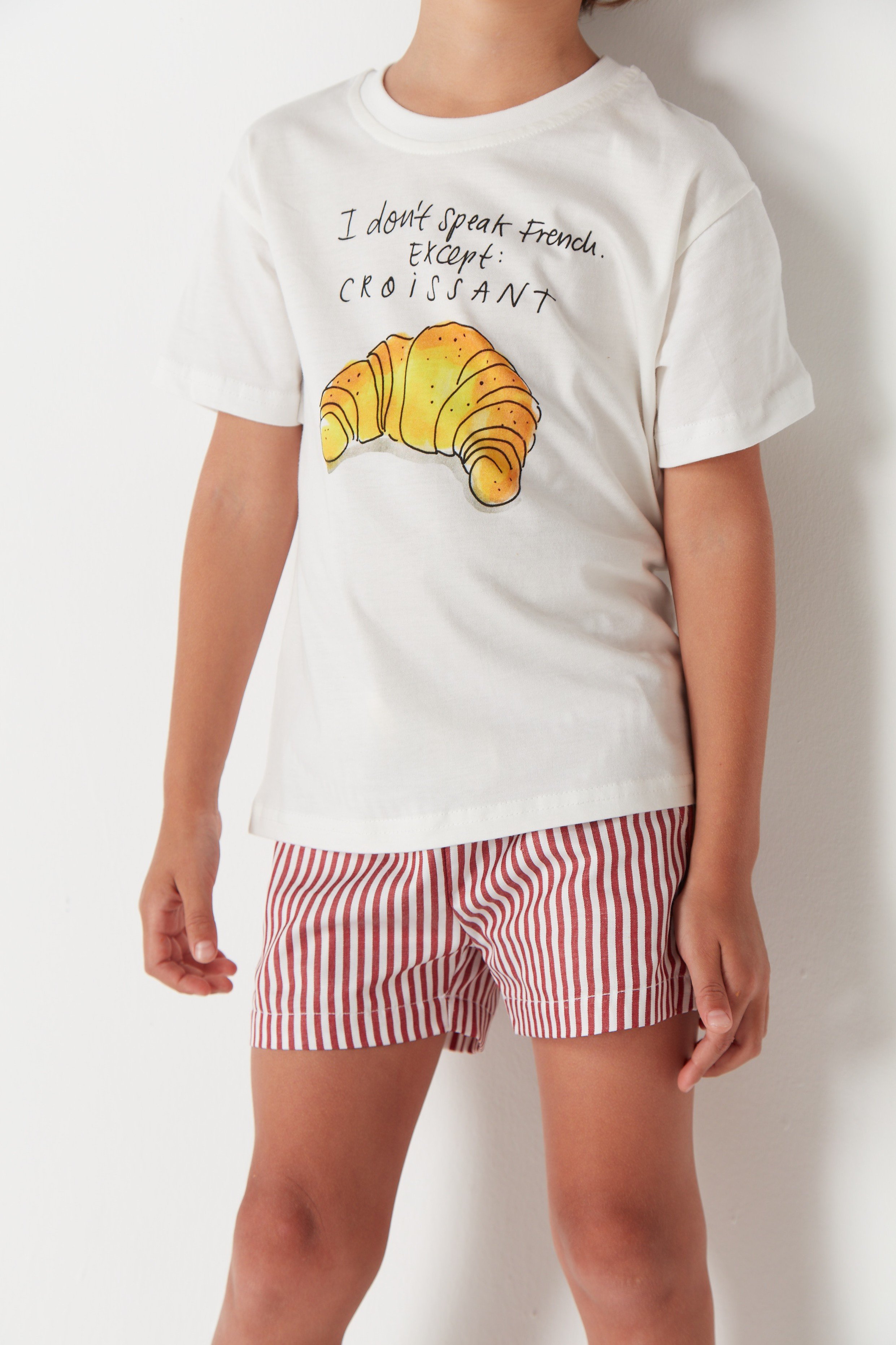 Croissant Mood Baskılı Beyaz Tişört