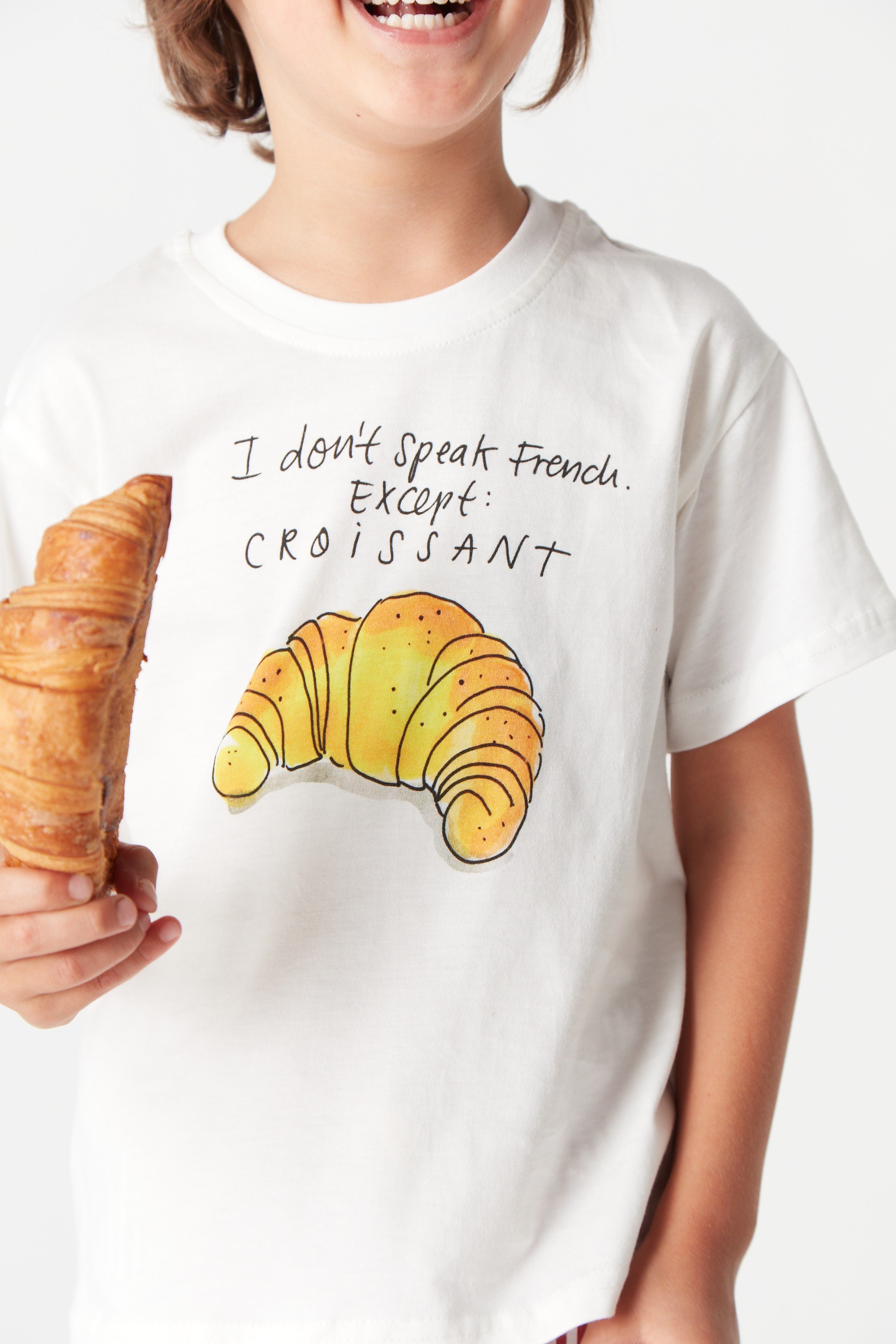 Croissant Mood Baskılı Beyaz Tişört