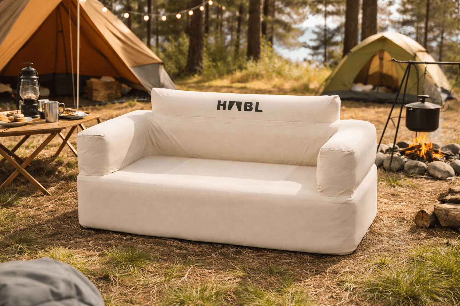 HABL Otomatik Şişme Kamp Koltuğu 4000mAh Şarjlı Su Tutmaz Premium Şişme Kamp Koltuğu 1000D Oxford Kumaş