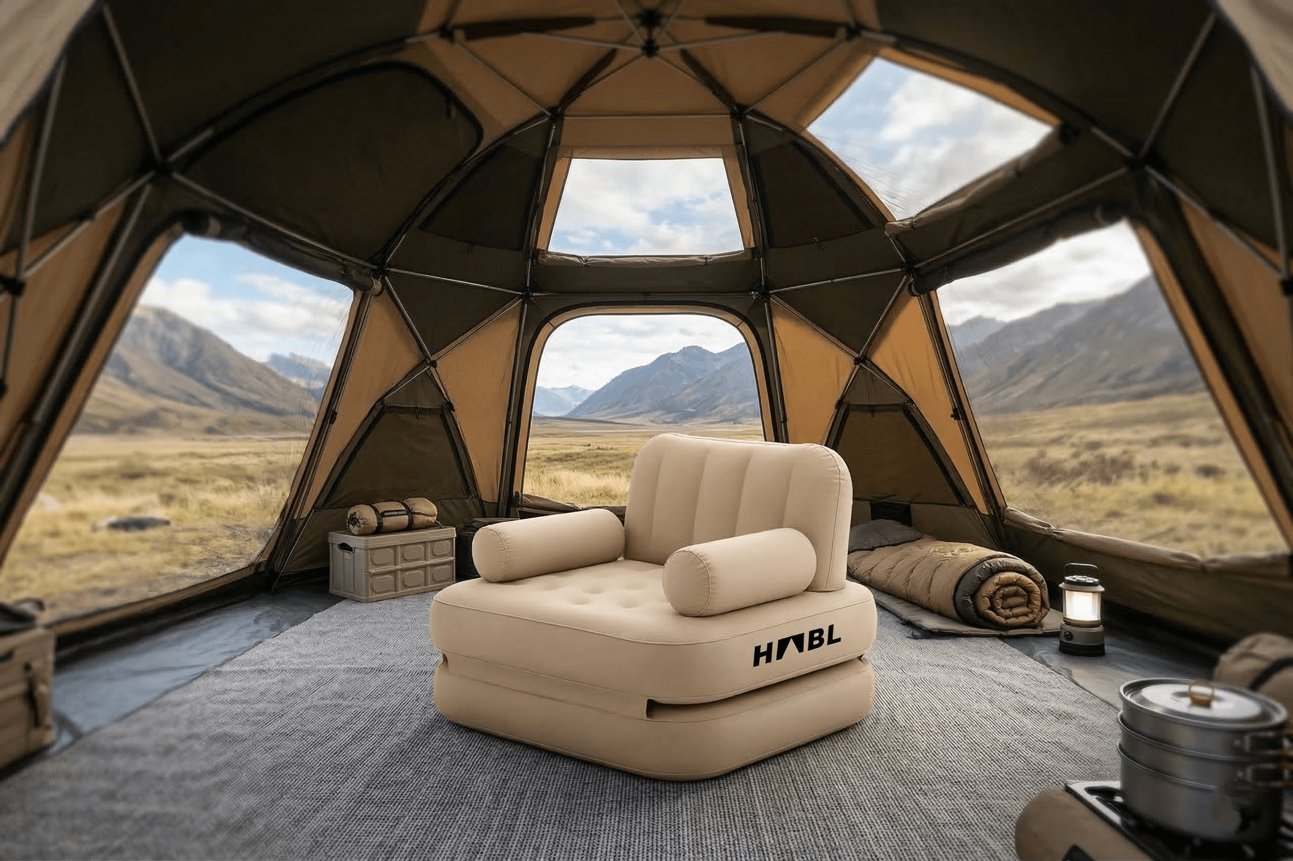 HABL Tek Kişilik 2'si 1 Arada Şarjlı Şişme Koltuk ve Yatak 190x100x65