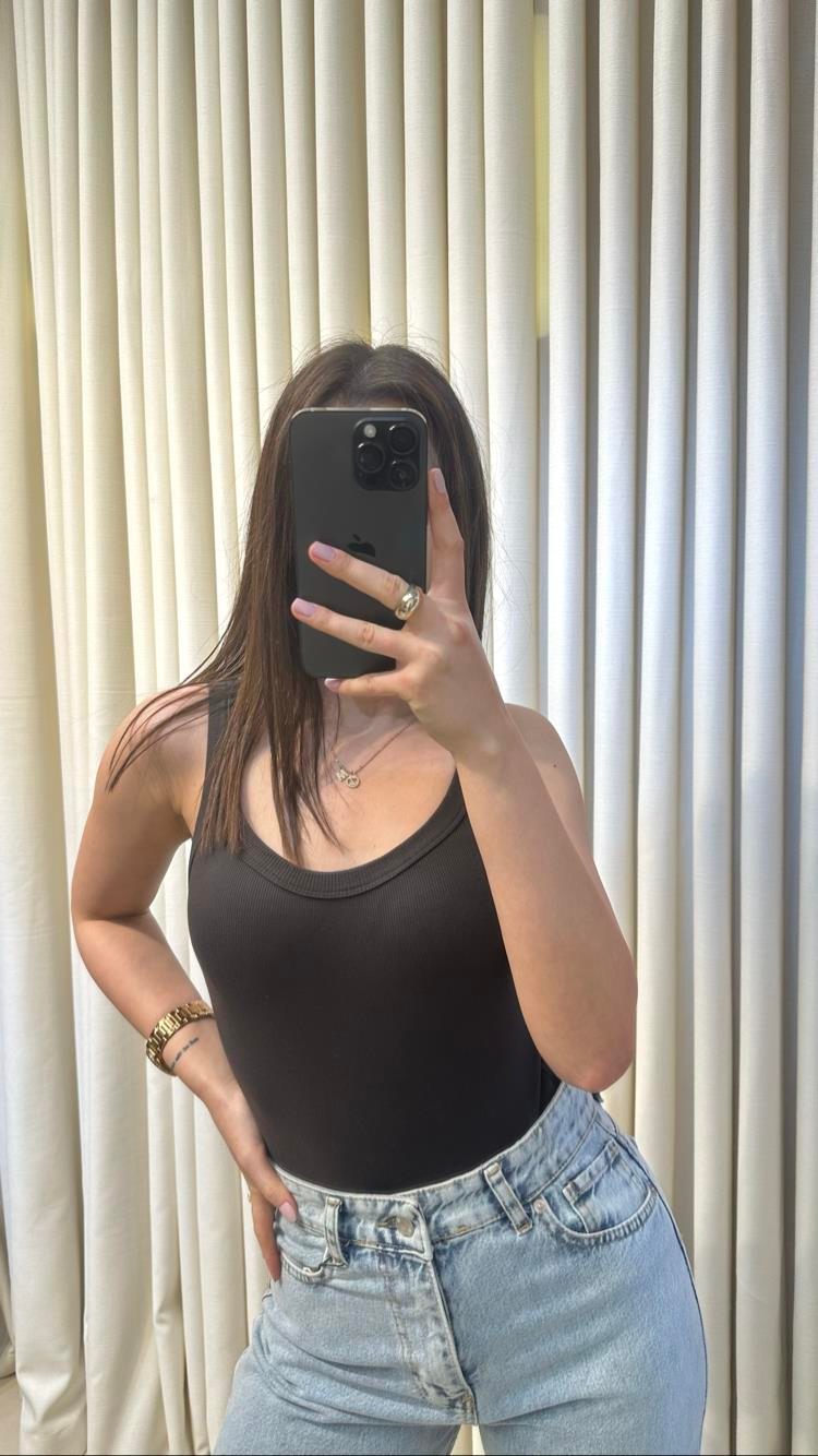 Acıkahve Fitilli Premium Bodysuit