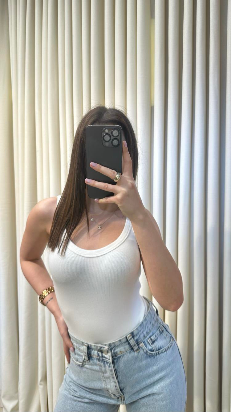 Beyaz Fitilli Bodysuit