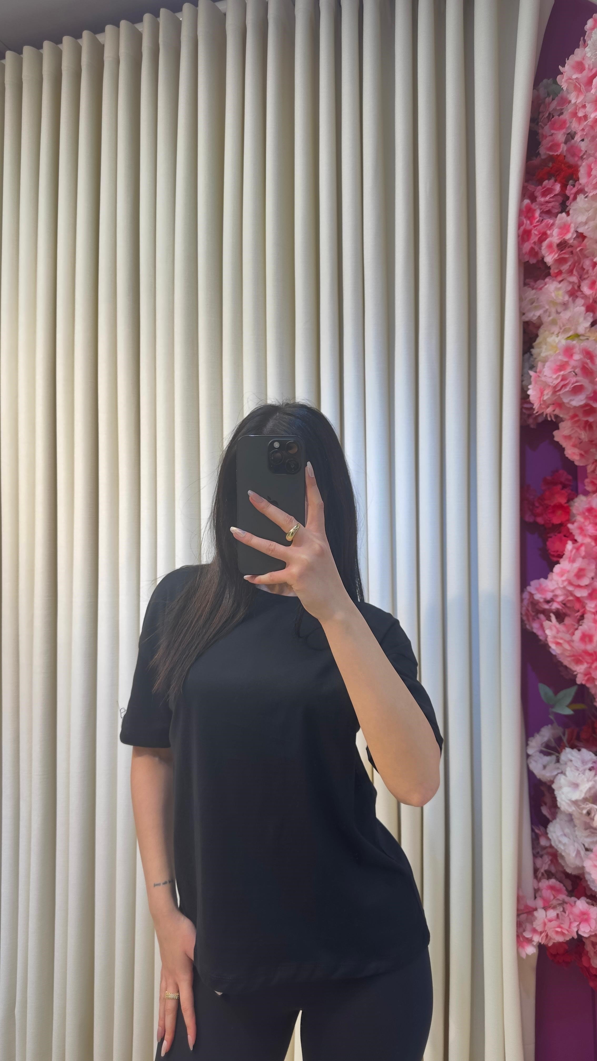 DİLVİN %100 PAMUK BASIC TSHIRT - SİYAH