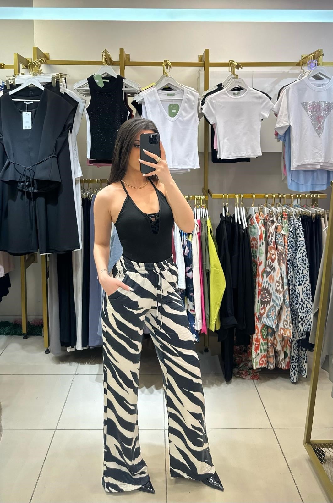 SEDEFLİ SATEN ZEBRA PANTOLON