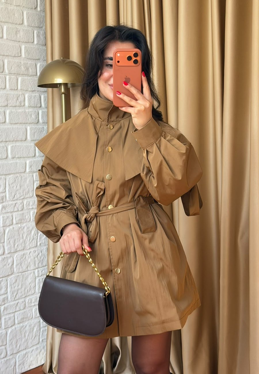 Kamelia Kısa Trençkot - Camel