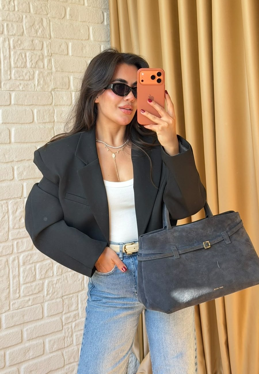 Siyah Kısa Blazer Ceket