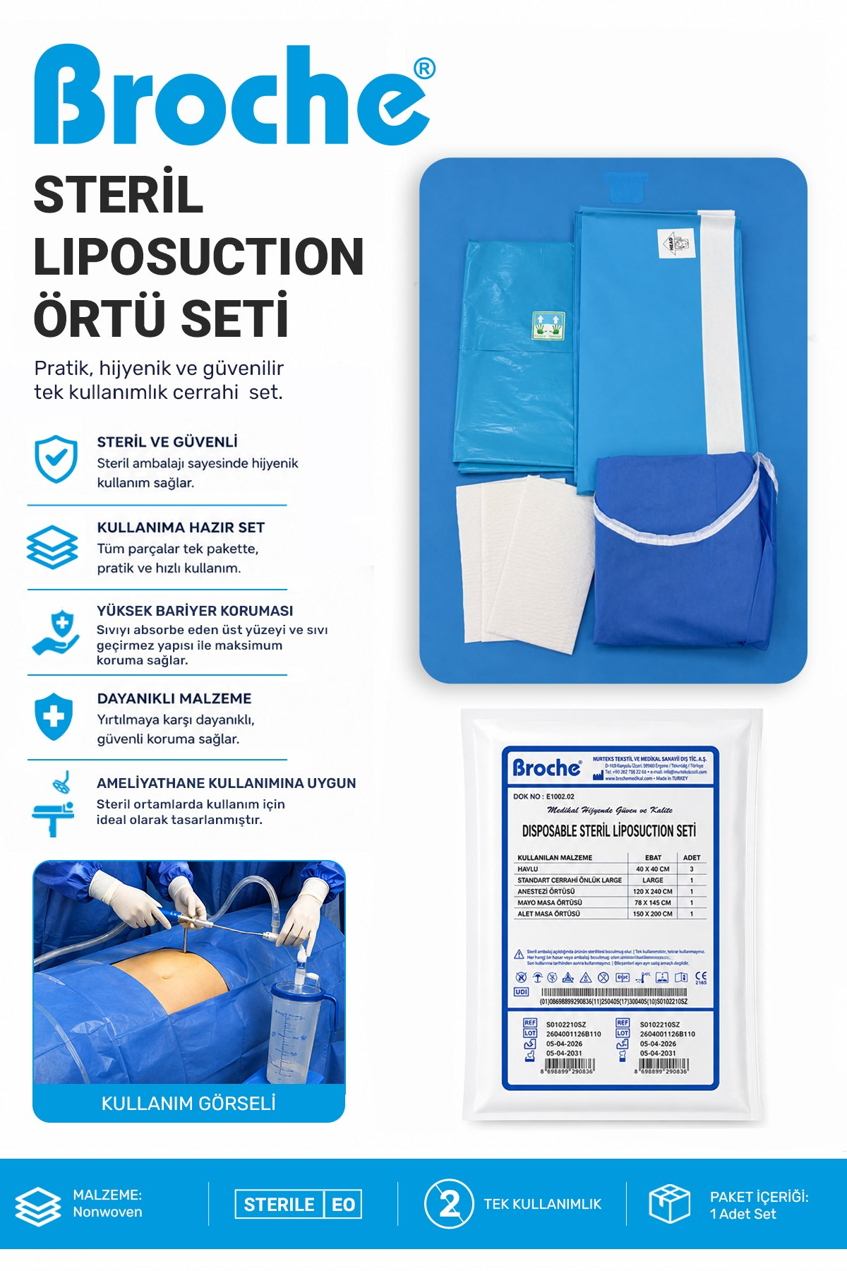 STERİL LİPOSUCTİON ÖRTÜ SETİ 5'Lİ