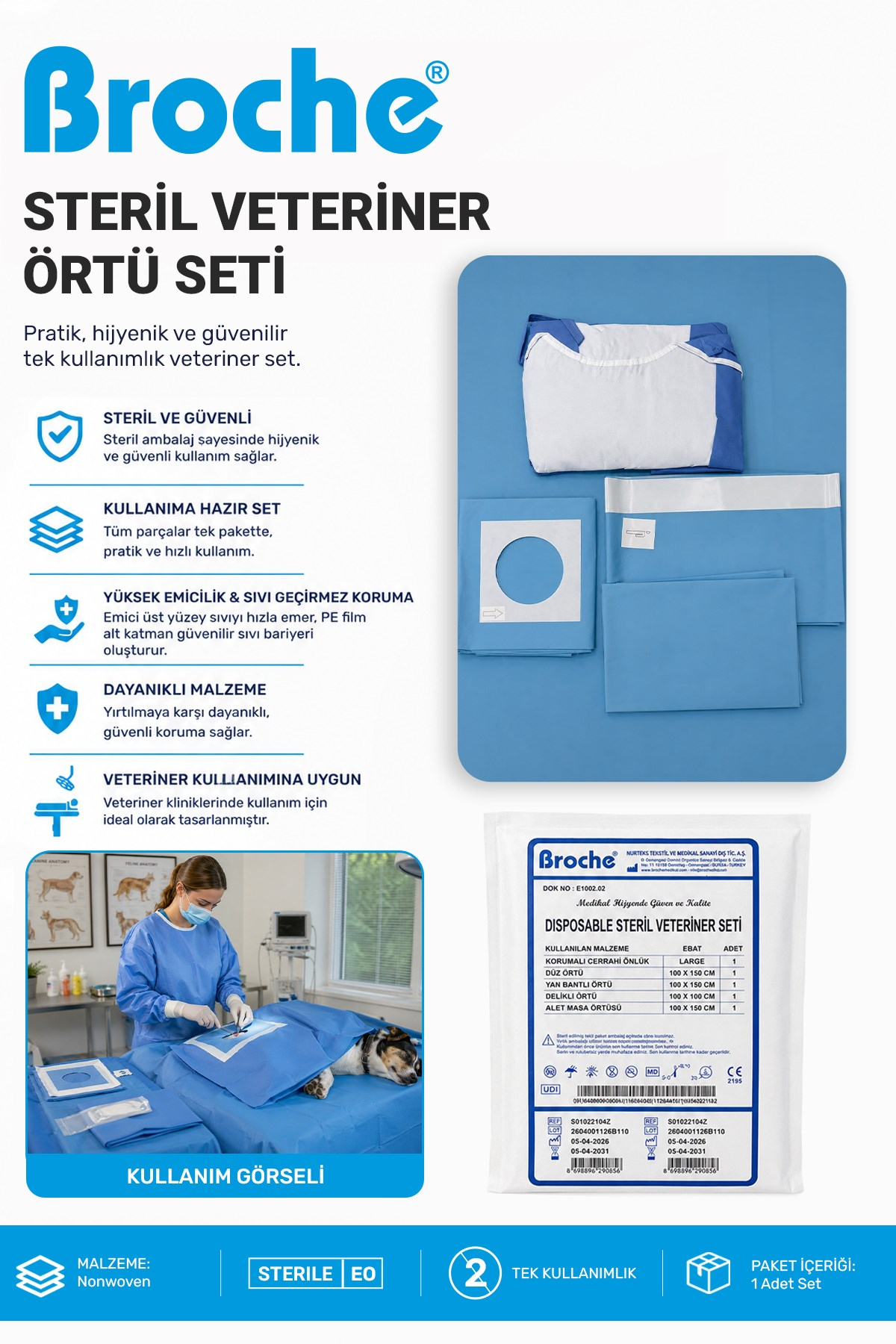 STERİL VETERİNER ÖRTÜ SETİ 10'LU