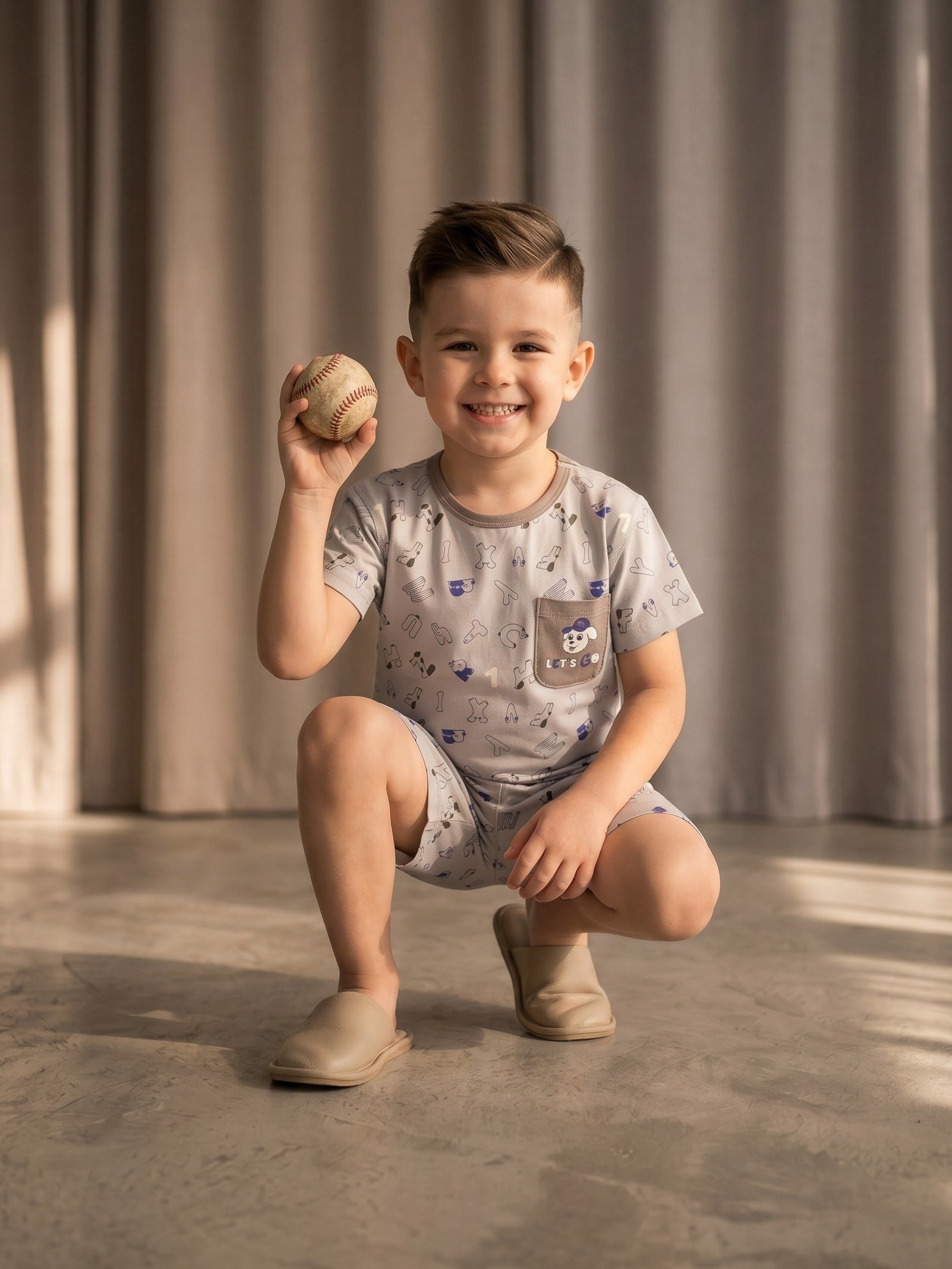 Erkek Çocuk Harfli/Sayılı Pijama Takımı 