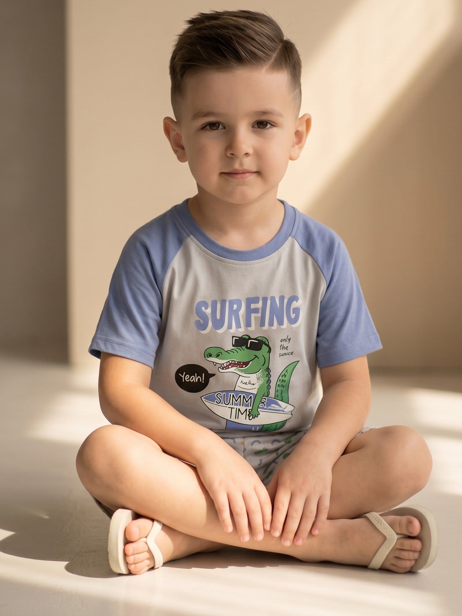 Erkek Çocuk Timsahlı Pijama Takımı 