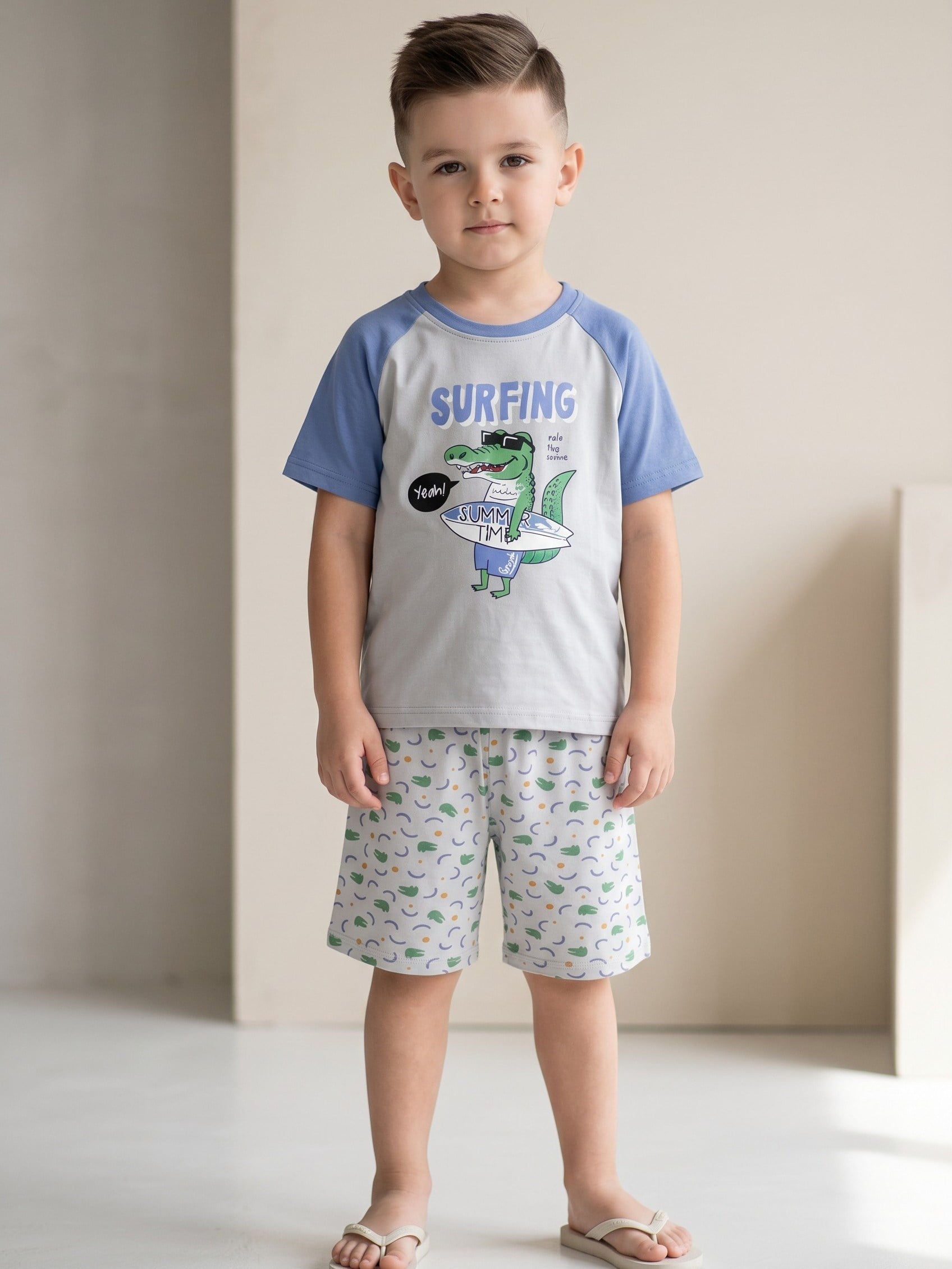 Erkek Çocuk Timsahlı Pijama Takımı 