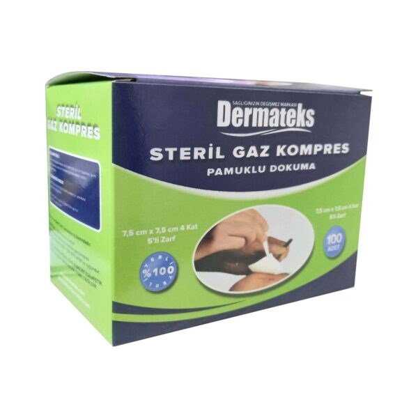 DERMATEKS 7,5cm x 7,5cm Steril Gaz Kompres (Klasik) 100'LÜ