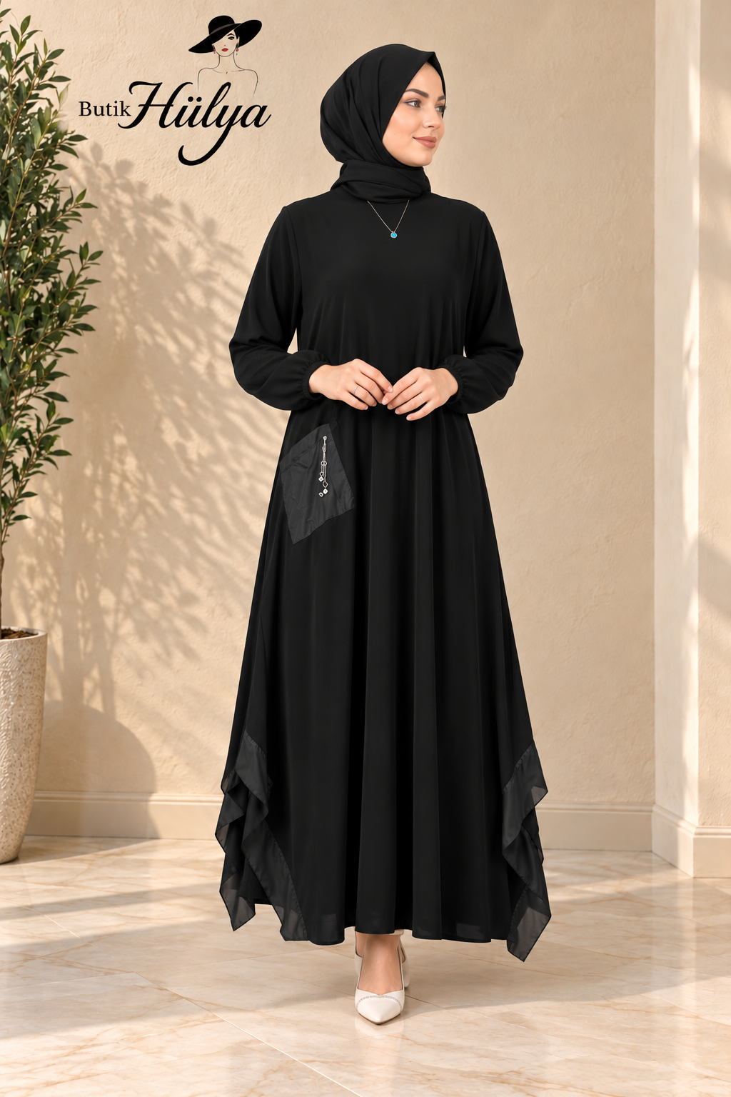32109 derili tunik siyah