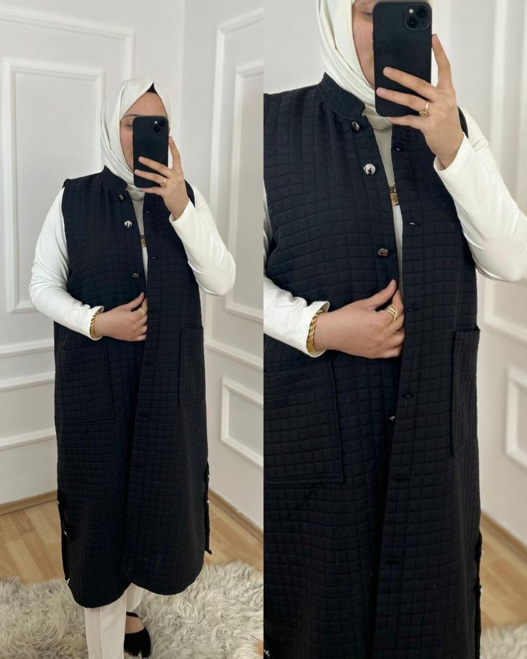 Asil kapitone yelek siyah 31102