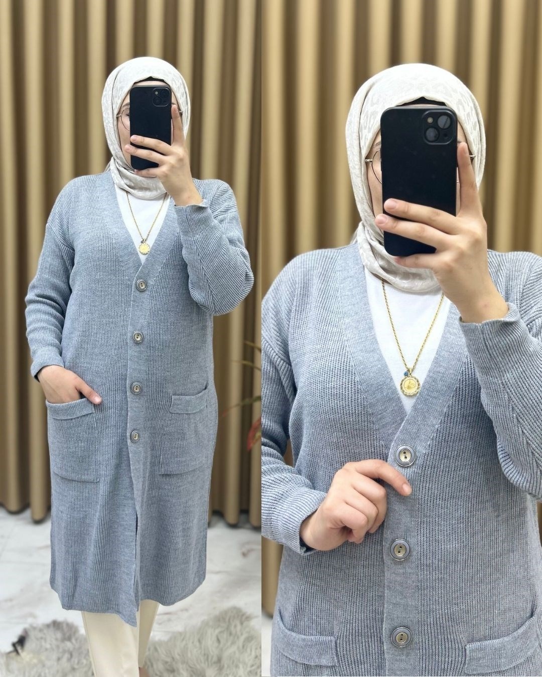 Çelik Örme Hırka Gri 35105