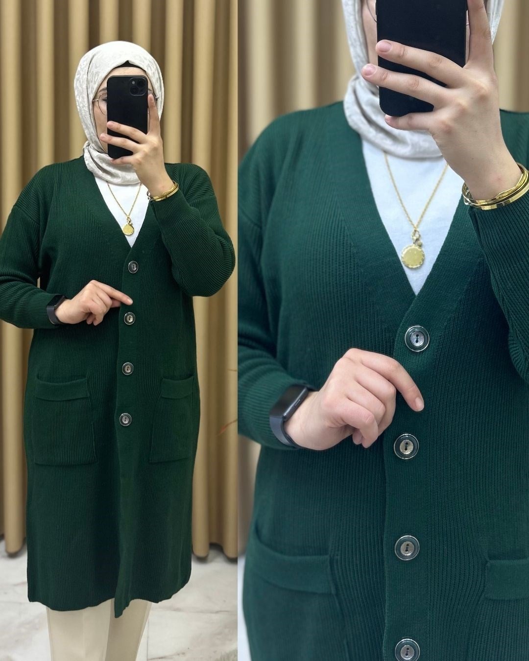 Çelik Örme Hırka Yeşil 35105