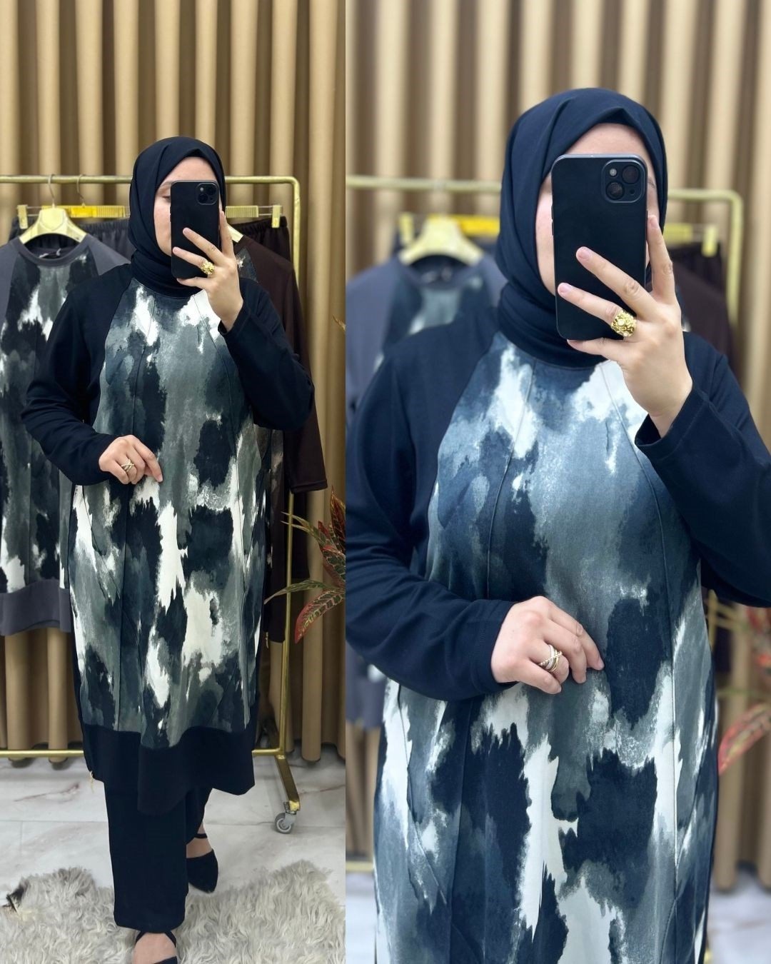 Eslem Desenli Oyşo Takım Siyah 29119