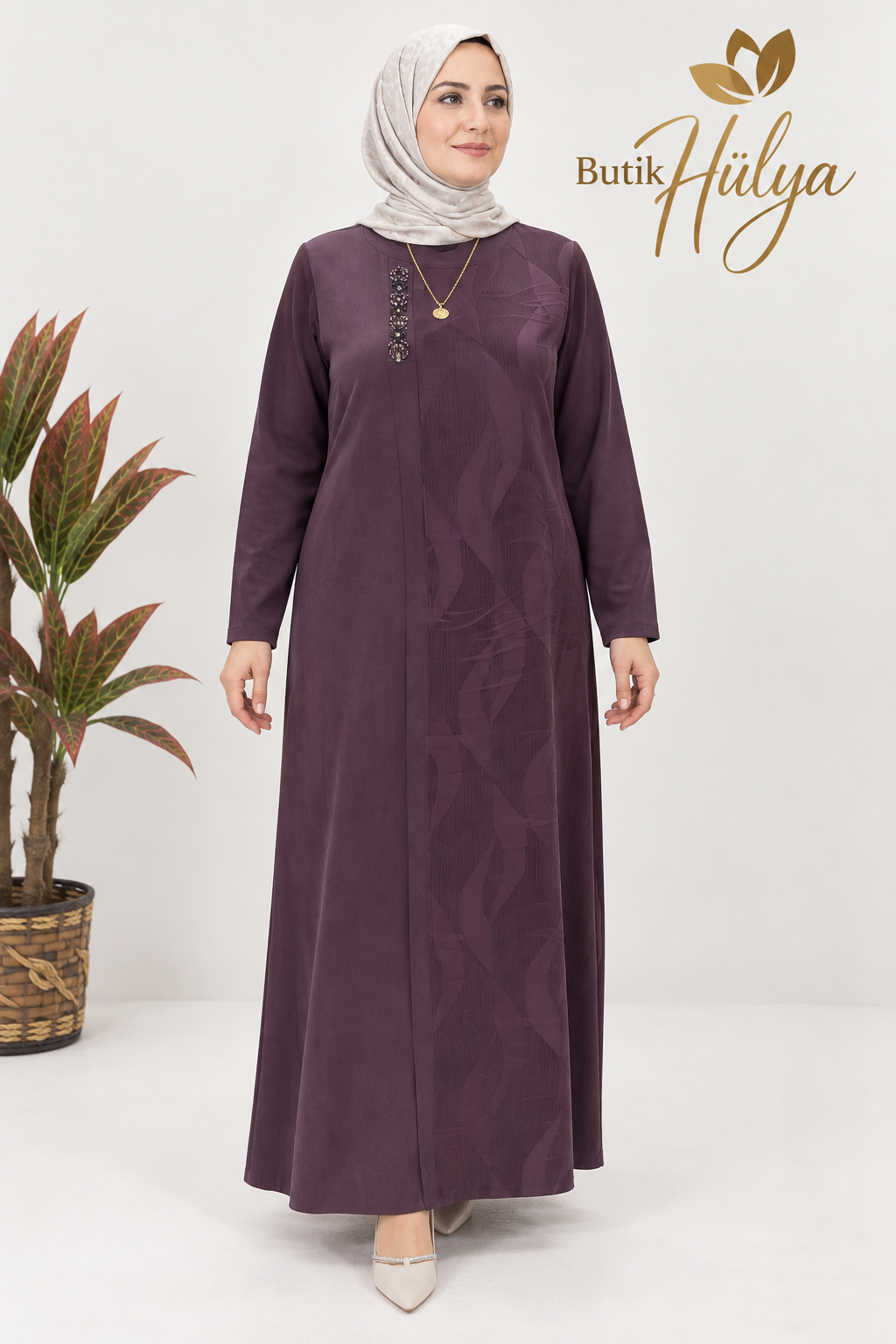 İpek Kupra Fatma Elbise Mor 26125