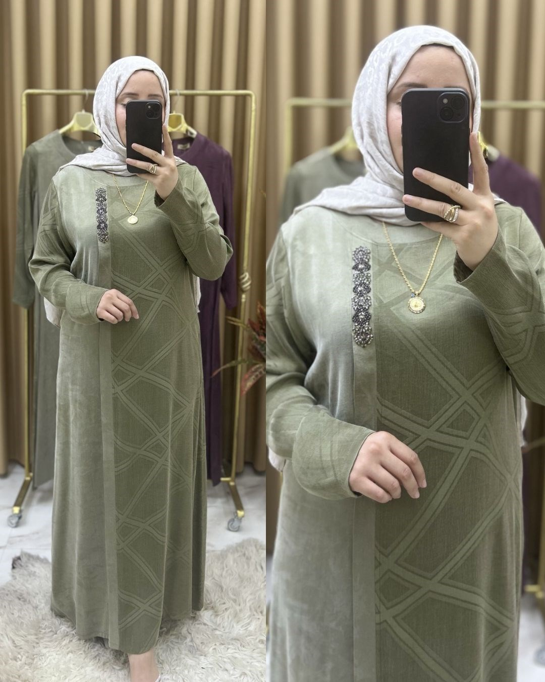 İpek Kupra Fatma Elbise Yeşil 26125