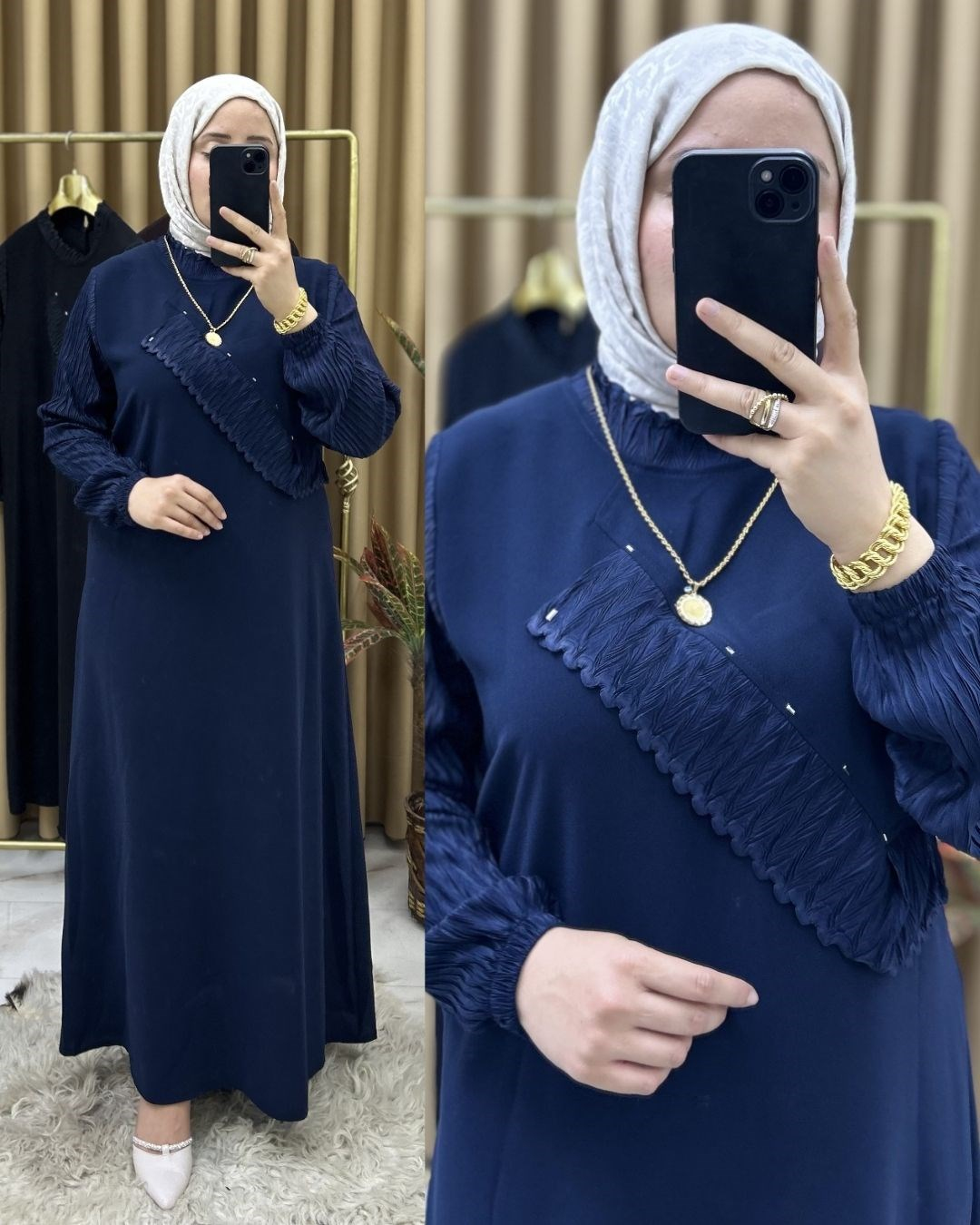 Meryem Özel Tasarım Elbise Lacivert 26127