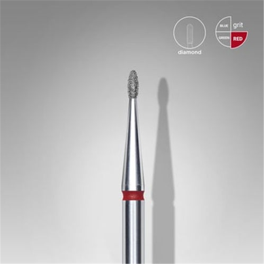 Elmas Yuvarlanmış Tomurcuk Freze, Kırmızı, Çap 1,2 mm, Çalışma Kısmı 3 mm