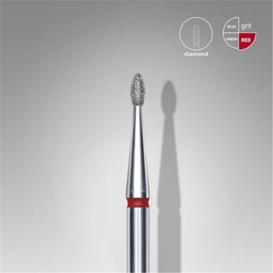 Elmas Yuvarlanmış Tomurcuk Freze, Kırmızı, Çap 1,6 mm, Çalışma Kısmı 3,4 mm