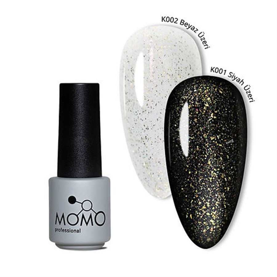 MOMO Glitter Top Coat 02 Kalıcı Oje İçin, Gümüş Büyük Simli, 14 ml
