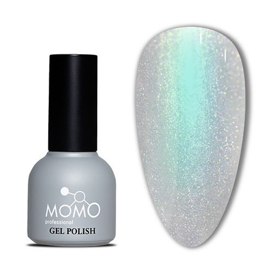 MOMO Holografik Kalıcı Oje SL04, Rakı Beyazı Turkuaz Yeşil Simli, 10 ml