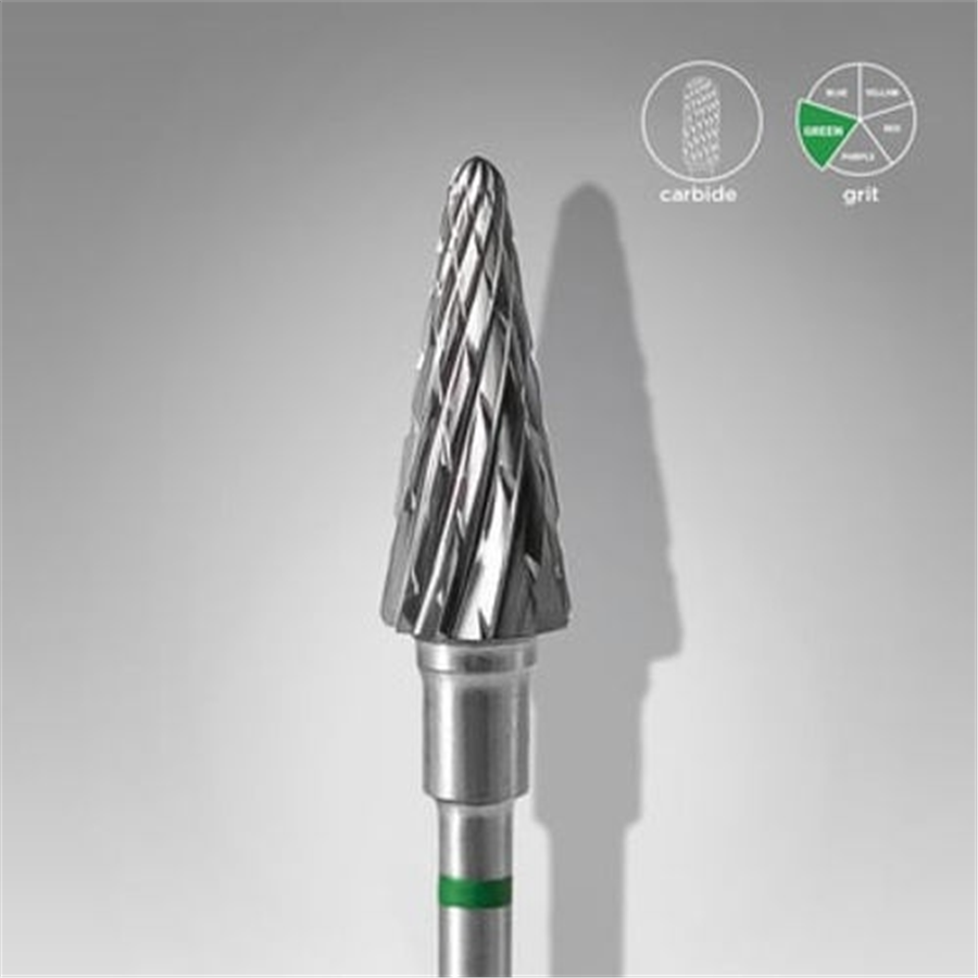 Sert Alaşım Koni Freze, Yeşil, Çap 6 mm / Çalışma Kısmı 14 mm