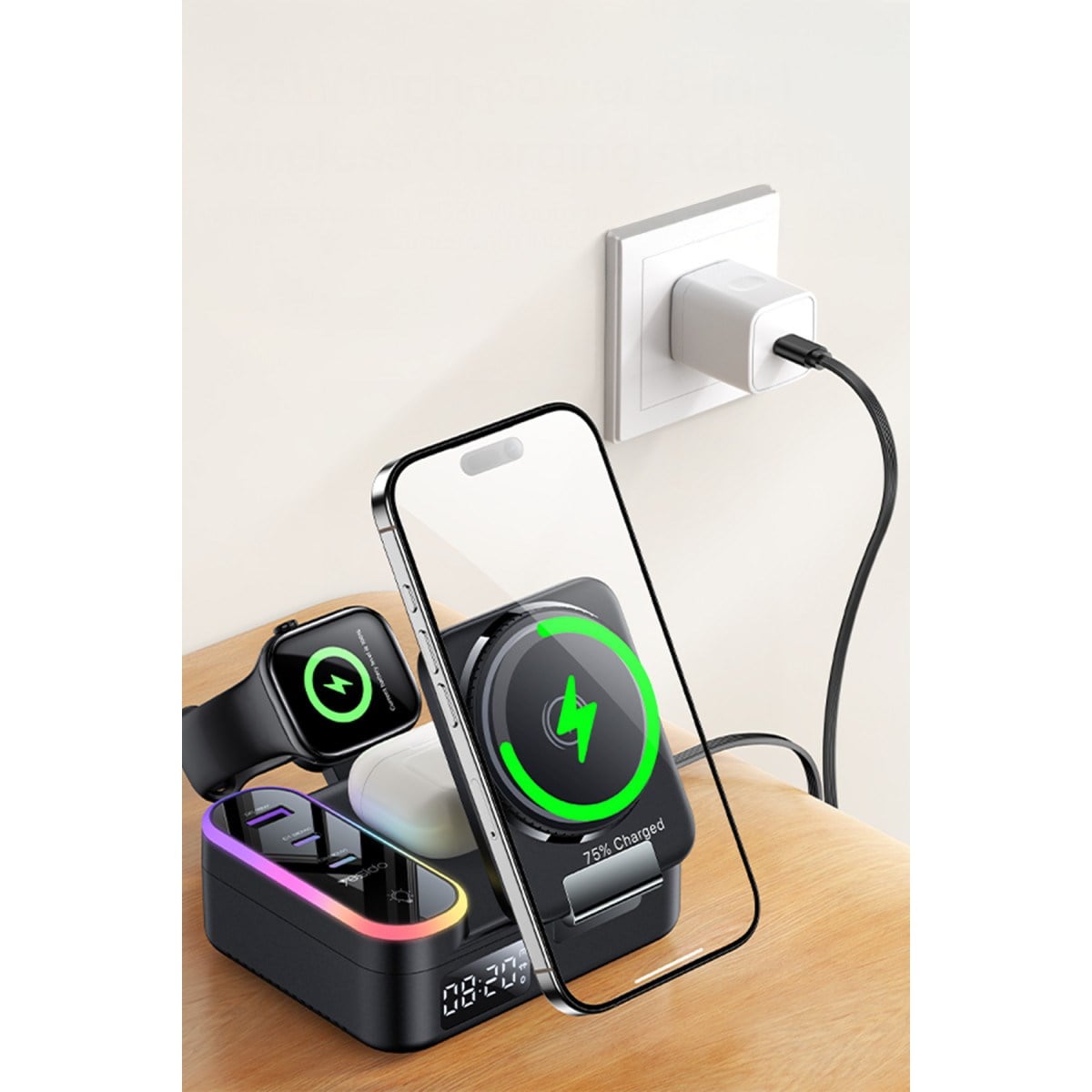 Yesido DS38 8in1 RGB Kablosuz Şarj İstasyonu