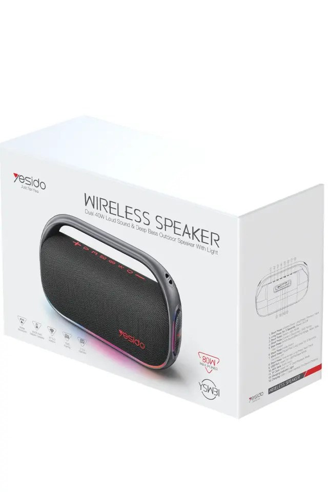 Yesido YSW31 2 Adet 40W Dahili BT 5.0 RGB Kablosuz Hoparlör - Siyah