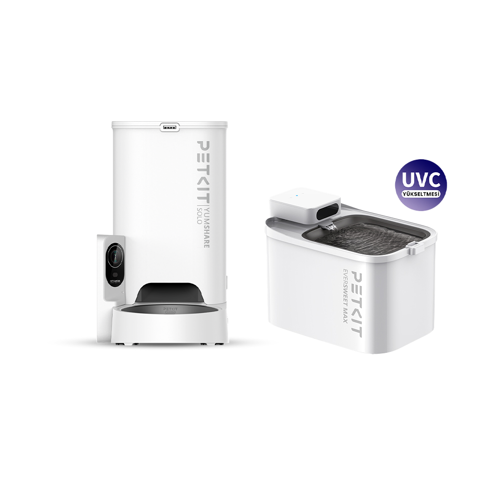 Petkit Yumshare Solo Kameralı Akıllı Mama Kabı ve Eversweet Max (UVC) Su Pınarı Paketi