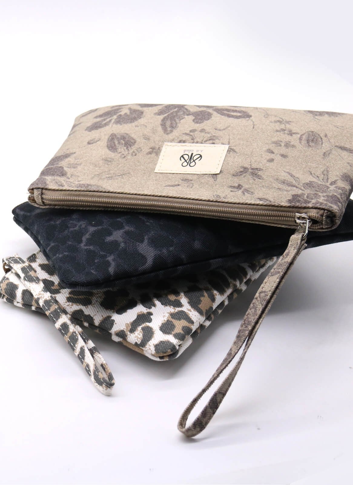 Clutch Çanta Gri Çiçekli