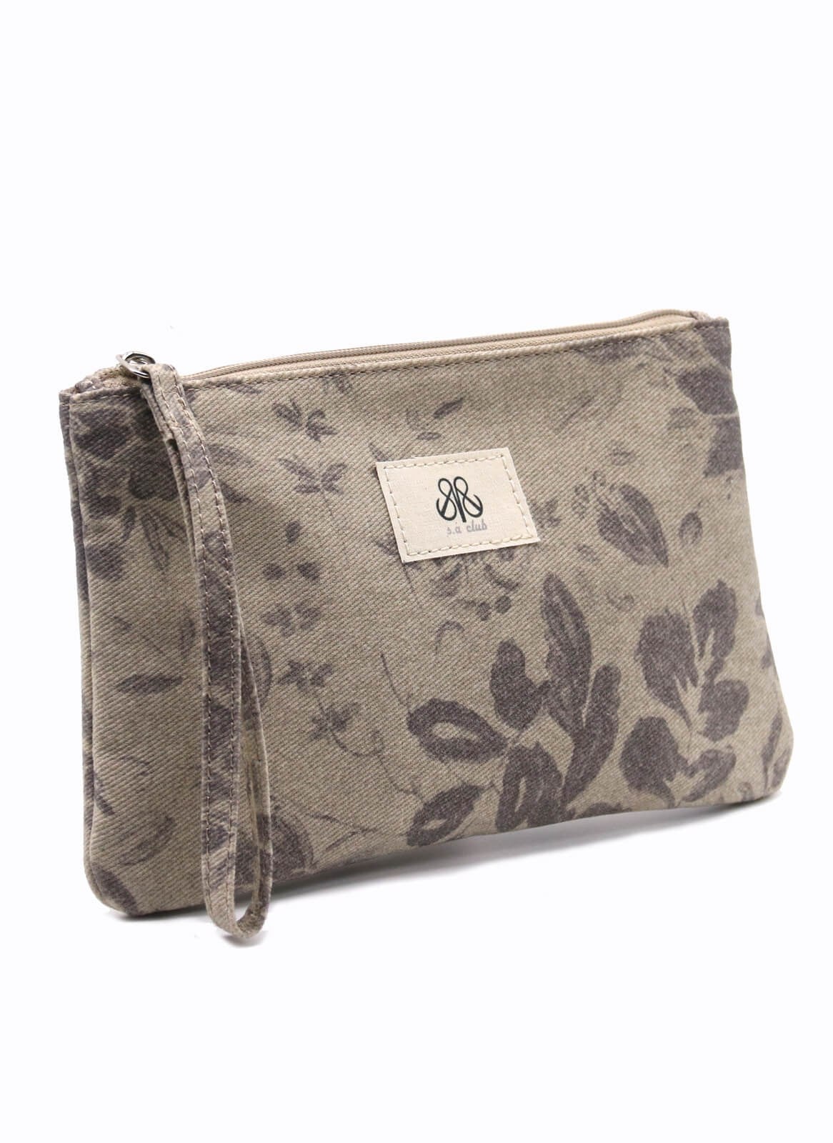 Clutch Çanta Gri Çiçekli