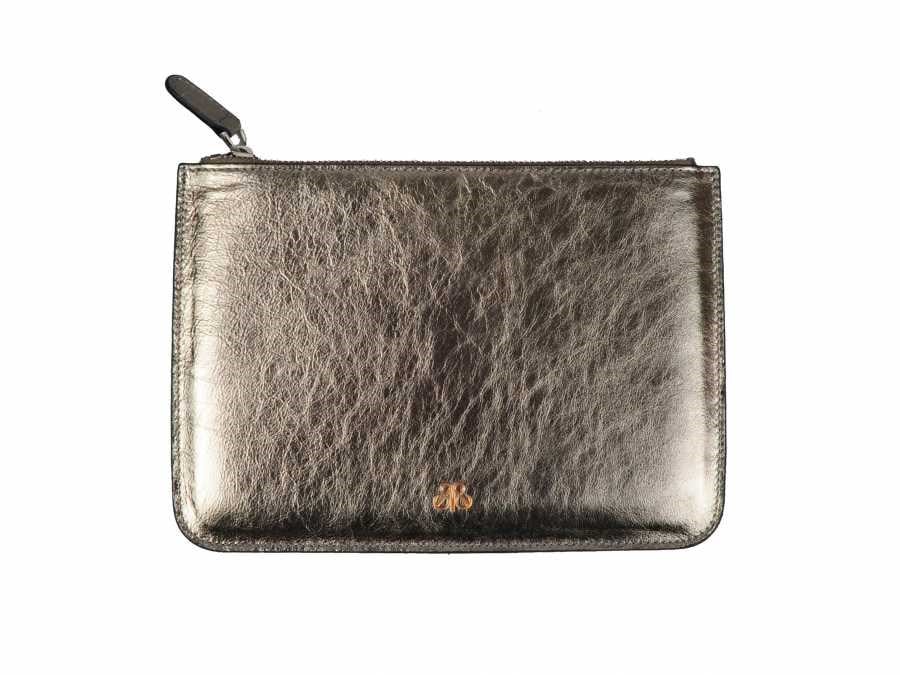 Deri Clutch Çanta Bronz