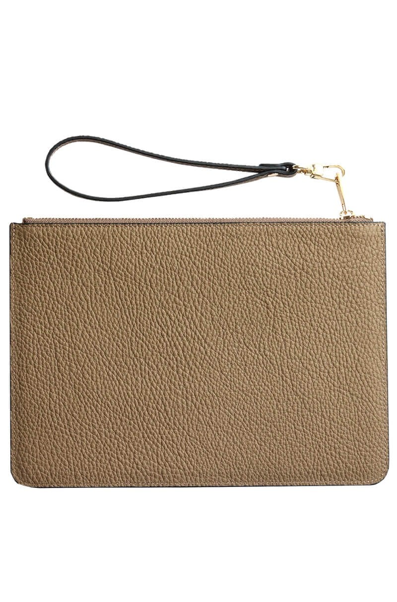Deri Clutch Çanta El Saplı Vizon Togo