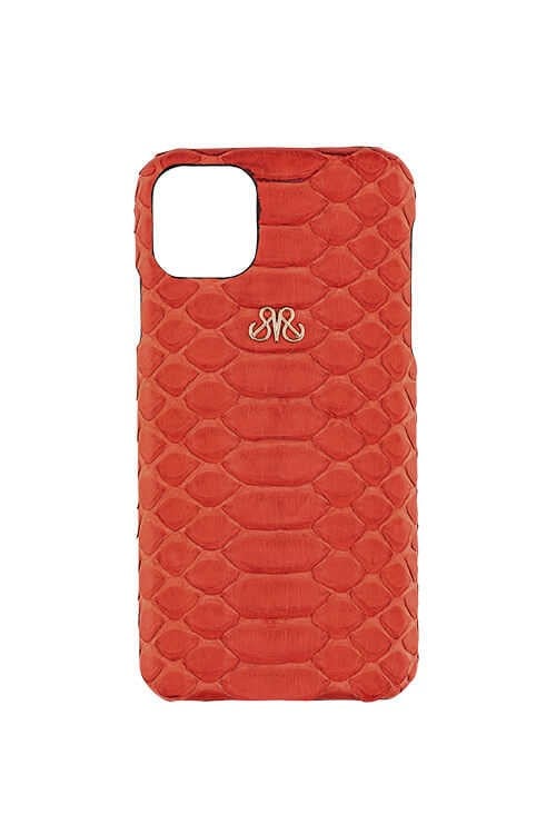 Deri iPhone Kılıf 11 Pro Açık Kırmızı Piton