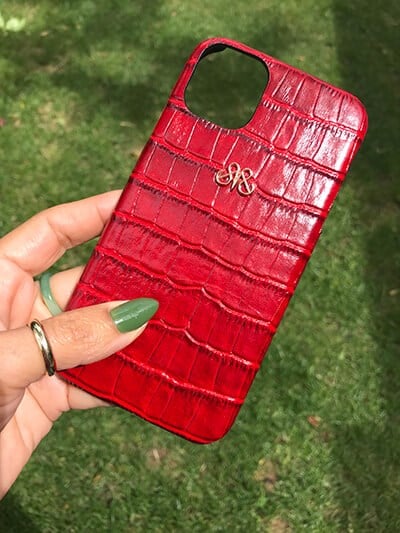 Deri iPhone Kılıf 11 Pro Max  Kırmızı Croco