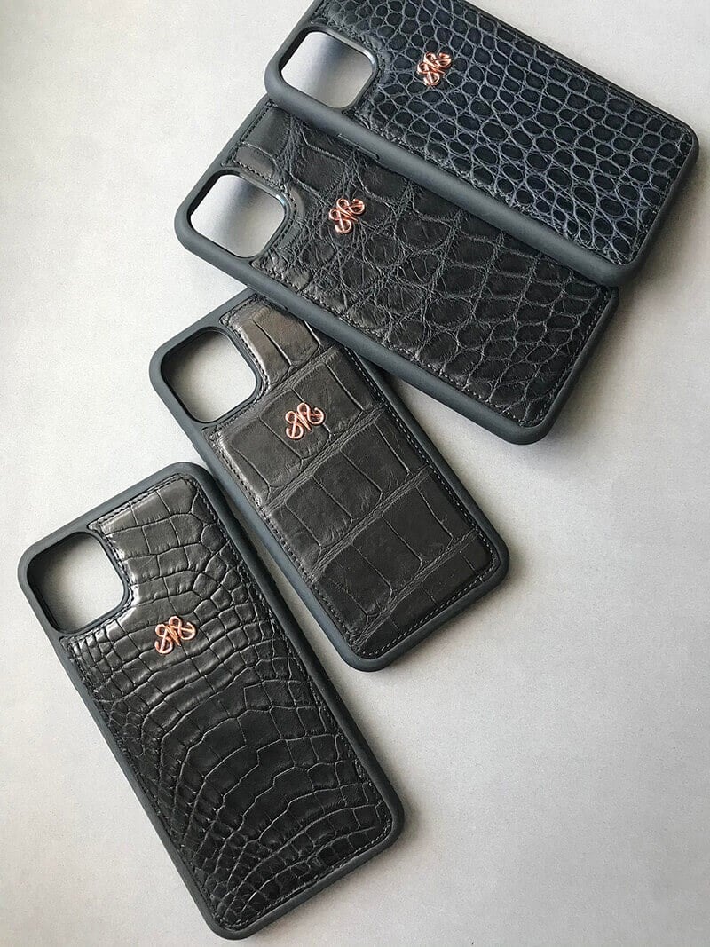 Deri iPhone Kılıf 11 Pro Max  Lacivert Timsah
