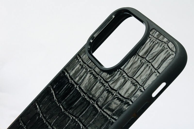 Deri iPhone Kılıf 12-12 Pro Siyah Croco