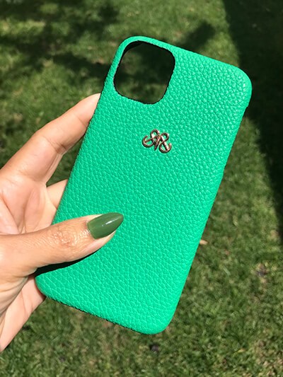 Deri iPhone Kılıf 12-12 Pro Yeşil Togo Full Deri