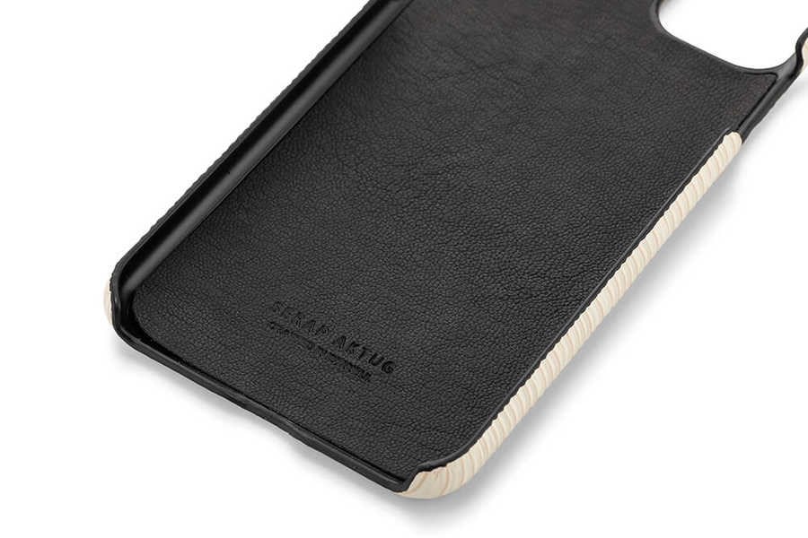 Deri iPhone Kılıf 12 Mini Beyaz Epi