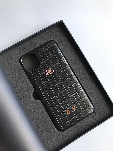 Deri iPhone Kılıf 12 Mini Siyah Croco